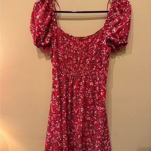 Source Unknown Red Floral Midi Dress